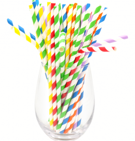 Curved paper straw Eco-Friendly Biodegradable Multicolored Striped paper straws