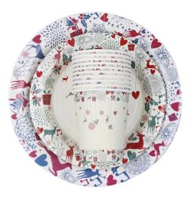 Disposable Paper Plates, Cups and Napkins, Tableware Sets Include Dinner Plates 9 oz Paper Cups 